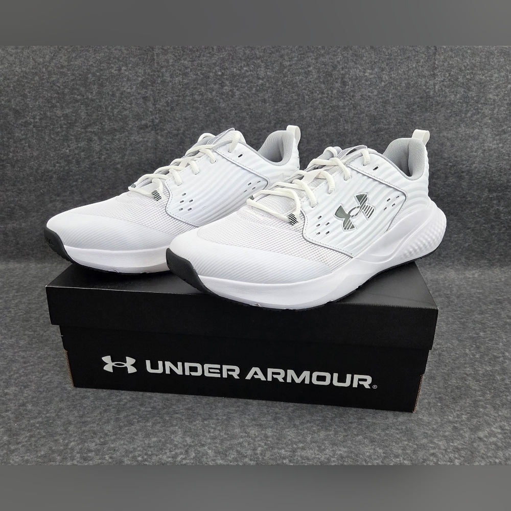 Under Armour Charged Commit 4 Shoes Mens Size 14 White Lace Up